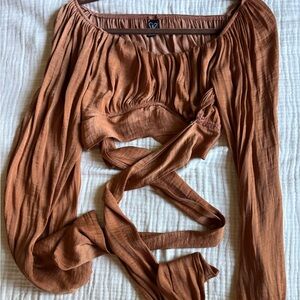 Rust Off-Shoulder Crop Top